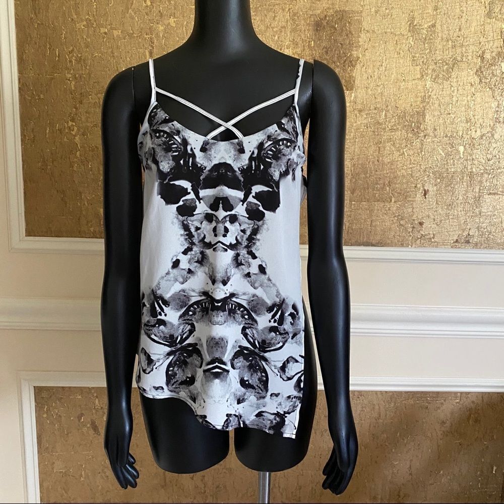Material Girl print crisscross front lace  top XS